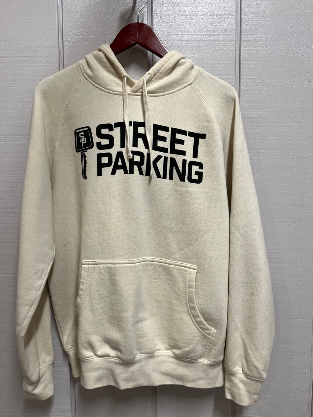Street Parking Cream Hoodie - Classic Pullover Sweatshirt
